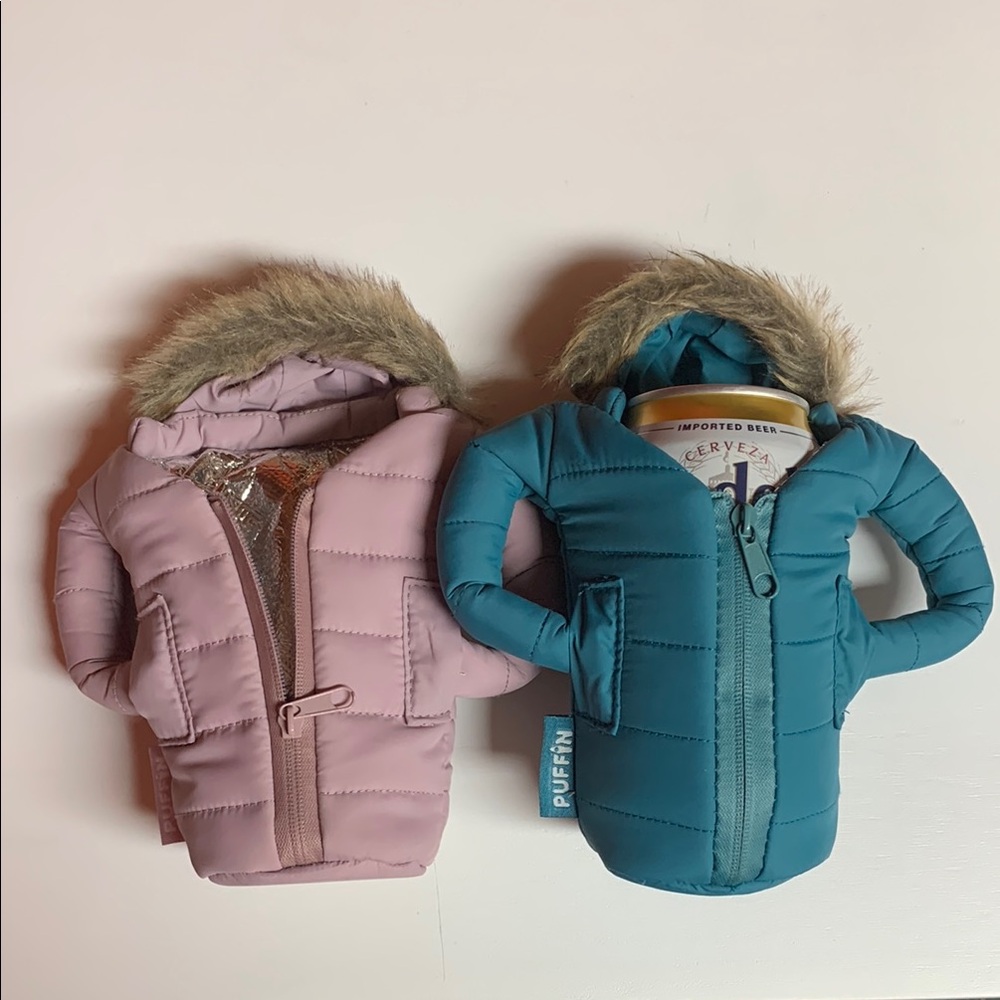 Puffin Pink & Teal  Drink Insulator (For his & hers)